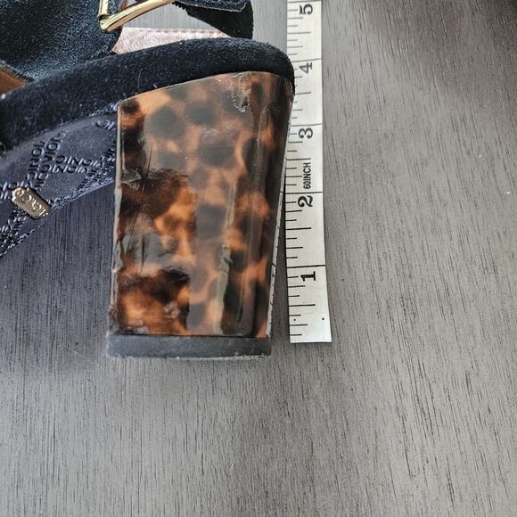 Vionic Lacey Tortoise Heeled Boot Womens 8.5 Black Suede Ankle Open Slingback - Picture 5 of 7